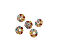 15MM Cute Rhinestone Flower Designed Shank Buttons Of Clothing Wholesale 15Pcs Tiny Button For Women Cardigon Shirt DIY(Gold)