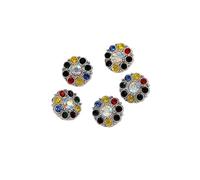 15MM Cute Rhinestone Flower Designed Shank Buttons Of Clothing Wholesale 15Pcs Tiny Button For Women Cardigon Shirt DIY(Silver)