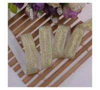 15mm Gold Silver Glitter Thread FOE Ribbon Fold Over Elastic Bands For Hair Tie Underwear Bracelet DIY Sewing Accessories(90121,100Yards)
