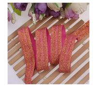 15mm Gold Silver Glitter Thread FOE Ribbon Fold Over Elastic Bands For Hair Tie Underwear Bracelet DIY Sewing Accessories(90136,100Yards)