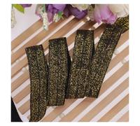 15mm Gold Silver Glitter Thread FOE Ribbon Fold Over Elastic Bands For Hair Tie Underwear Bracelet DIY Sewing Accessories(90138,50Yards)