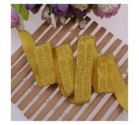 15mm Gold Silver Glitter Thread FOE Ribbon Fold Over Elastic Bands For Hair Tie Underwear Bracelet DIY Sewing Accessories(90133,50Yards)