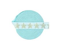 15mm Gold Star Foil Print Foldover Elastic FOE Spandex Band Tape Hair Tie Headband DIY Sewing Trim(Star A-color1 Topaz,100 Yards)