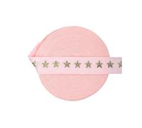 15mm Gold Star Foil Print Foldover Elastic FOE Spandex Band Tape Hair Tie Headband DIY Sewing Trim(Star B-Light Pink,50 Yards)