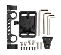 15mm Rail V Mount Battery Plate | Aluminum Alloy Camera Plate with 1/4 & 3/8 Thread Holes | V Lock Mount for Camera/DSLR/Camcorder | Quick Release Key & Protected Lock