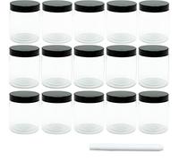 15pc Botes Cocina, Tanque de Almacenamiento de Transparente Plástico con Tapa, Juego de Recipientes Herméticos sin BPA, Set de Tarros de Alimentos con Etiquetas y Bolígrafo(250ml/botella)