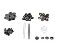 15pcs 15mm Metal Press Stud Botón a Presión Sujetador con Herramientas para Cuero Craft Clothes Jacket Bags Repair(Pistola Negra)
