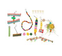 15pcs Bird Swing Chewing Toy Set | Colorful Bite - Sturdy Parrot Toys for Finch/Budgie/Parakeets | Wooden Logs & Rattan Balls | Cage Decoration & Exercise