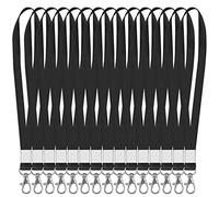 15pcs Correa Cuello con Ganchos Giratorios, Cordones de Insignia, Nylon Correa de Cordón para el Cuello, Porta Llaves Cuello, Cordón de Oficina para Insignia Nombre, Llavero, Teléfono Móvil (negro)