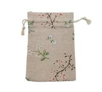 15pcs Gift Cotton Bag Jute Drawstring Pouch Burlap Bags Small Cotton Drawstring Bag Cotton Linen Candy Gift Bags Wedding Jewelry(Branches Flowers,15x20cm)