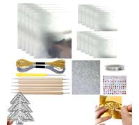 15Pcs Metal Embossing Foil Sheets, Gold and Silver Foil for Embossing, Engraving Tool Kit with Craft Wires, Art Supplies for Painting, Gilding and DIY Christmas Decorations (Silver)