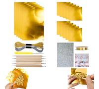 15Pcs Metal Embossing Foil Sheets, Gold and Silver Foil for Embossing, Engraving Tool Kit with Craft Wires, Art Supplies for Painting, Gilding and DIY Christmas Decorations (Gold)
