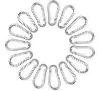 15pcs mosquetones pequeños con Cierre a presión, mosqueton 4 mm x 40 mm, Acero galvanizado,no se oxidará y Resistentes