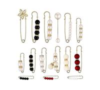 15pcs Sweater Clips Heavy Duty Safety Pins Faux White Pearl Brooch Pin Dress Clip Hat Shawl Pin Rhi