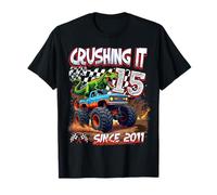 15th Birthday Monster Truck Dinosaur Crushing It Since 2011 Camiseta