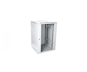 15U wall mounting cabinet 19" rack 600x600, glass door, mounted, 60kg, grey (RAL 7035)