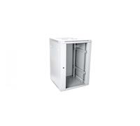 15U wall mounting cabinet 19" rack 600x600, glass door, ununmounted, 60kg, grey (RAL 7035)