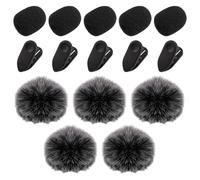 15uds Paravientos para Micrófono de Solapa, 5 Protectores Antiviento Peludos 5 Fundas de Espuma y 5 Clips para Micrófonos de Solapa Accesorios para Reducir el Ruido Del Viento