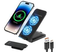 15W Cargador de Inducción Inalámbrico Rápido Estación de Carga para iPhone 15 14 13 12 11 Pro MAX Galaxy S25 S24 S23 S22 Google Xiaomi etc (Negro)