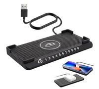 15W Cargador Inalámbrico Coche Cargador Alfombrilla de Carga rápida Antideslizante, con Placa de matrícula telefonía USB Cable 1,5 m para iPnon 16 15 14 13 12 11 x Galaxy S22/S21 Huawei/Xiao