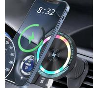 15W Cargador Inalámbrico Coche para MagSafe Soporte Magnético Móvil con Cargador para Rejilla del Aire 360° Ajustable, Carga Rápida Inalámbrica para iPhone Series 16 15 14 13 12