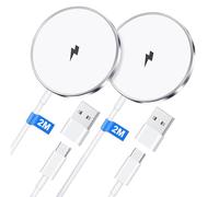 15W Cargador Inalambrico iPhone Rápido Plug mag-Safe para iPhone 16/16e/16 Pro/16 ProMAX 16 Plus/15/14/14 Pro Max/13Mini/AirPods,2Pack Cargadora i-Phone Cargador Magnetico Wireless Charger 2M (Blanco)