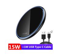 (15W negro con cable) Cargador inalámbrico 15W 10W placa metal vidrio espejo Samsung S20 S21 Ultra Note
