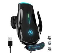 15W Qi Cargador Inalámbrico Coche,Wireless Car Charger Soporte con Bloqueo Automático Rápida Salida de Aire para iPhone,Galaxy y Otros