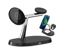15w Wireless Charging Station, Magnetic Cordless Phone Charger & Watch Holder, Heat Resistant Multifunctional Desktop Charging Stand, 5.91x3.54x4.72 Inches, Black