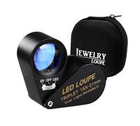 15x 21mm Óptico Glass Loupe 6 LED & UV Joyero Plegar Bolsillo Negro Marco Trillizo Lente Aumentador Joya Joyero