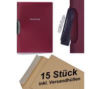 15x Durable DURASWING JOB - Carpeta De Solicitud - Rojo Oscuro Con Clip + Sobres