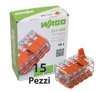 15x WAGO 221-420 Bloque de Terminales De Palanca 10 Conductores 32A 450V