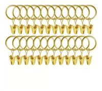 16/24 Clips de Cortina Acero Inoxidable Dorados, Anillos, Hebillas, Metal for Colgar, Gancho a presión Anillas para Cortinas(24pcs)