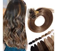 16"(40cm) SEGO Extensiones de Queratina Pelo Natural 100 Mechones [#4 Castaño Medio] Remy Cabello Humano Liso Balayage Pre Bonded Human Hair (50g)