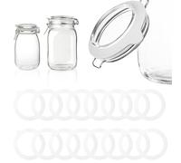 16 anillos de goma para frascos de conserva, anillos de goma herméticos, sello de silicona blanco transparente, sellos de goma de repuesto para tapas de frascos con clip