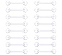 16 anillos de plástico para pezón y lengua, rectos, flexibles, acrílicos, para piercing de lengua, pezón, 12 mm, 14 mm, 16 mm, 18 mm, Medium, Plástico