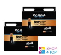 16 Baterías Duracell Optimum AAA LR03 Alcalinas Mx2400 1.5V Exp 2032 8Bl NUEVAS