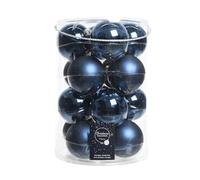16 bolas de Navidad de cristal, 8 cm, azul marino