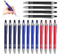 16 bolígrafos con lápiz táctil, 4 colores, 2 en 1, de metal de alta calidad, juego de bolígrafos capacitivos, bolígrafo táctil para tableta, smartphone, pantalla táctil