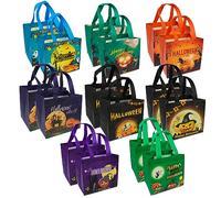16 bolsas de dulce o truco - Bolsas reutilizables no tejidas con asas para suministros y recuerdos de fiesta de Halloween