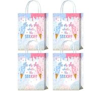 16 bolsas de helado, revelación de género, regalos de fiesta, con texto en inglés "He or She What's The Scoop", color azul y rosa, para revelar el género, aperitivos, golosinas, regalos de fiesta