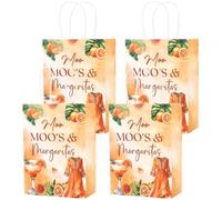 16 bolsas de regalo de fiesta de Moo Moos y Margaritas, bolsas de regalo de fiesta de margarita naranja cítrico con asas, bolsas de regalo de papel para mujeres, despedidas de soltera, suministros de