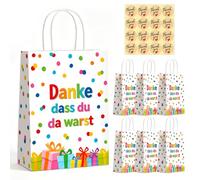 16 bolsas de regalo para cumpleaños infantiles, bolsas de papel con 16 pegatinas, bolsas de regalo para niños, con asa (gracias por estar ahí!)