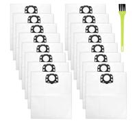 16 bolsas para aspiradora Kärcher WD4, WD5, WD6, WD5P, WD6P, MV 4, MV 5, MV 6, sustituye a bolsas de polvo, aspiradoras en seco y aspiradoras de lavado