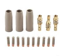 16 boquillas de protección revestidas para soplete de soldadura 15AK, puntas de cobre antiadherentes sin aire de 0.8 mm con soportes, resistencia al calor mejorada para soldadura MIG