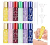16 botellas de rodillo de aceites esenciales, botellas de rodillo de cristal, 10 ml vacías con bolas de rodillo, recargables Roll-on Multicolor Botellas de cristal para aceites esenciales