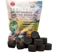 16 briquetas de carbón vegetal de bambú de 1 kg cada una. Carbón vegetal sostenible con oxilita rápida, utilizable sin encendedor, listas para la parrilla en 5-8 min., inodoro, 3 horas de combustión