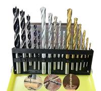 16 brocas de metal,HSS brocas para madera,hormigon, para uso en Madera, mampostería, hormigón, metales blandos, plásticos y madera contrachapada