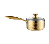 16 cacerolas de acero inoxidable con tapa de vidrio, sartén pequeña para cocinar leche con mango resistente al calor, sartén profesional para cocina, restaurante, cocina, saludable y fácil de limpiar