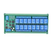 16 Channel 12V Relay Module Board, RTU Protocol Remote Control PLC Electrical Expansion Module for Remote Control and Automation Projects R4D3B16 (R4D3B16-R with DIN rail box)